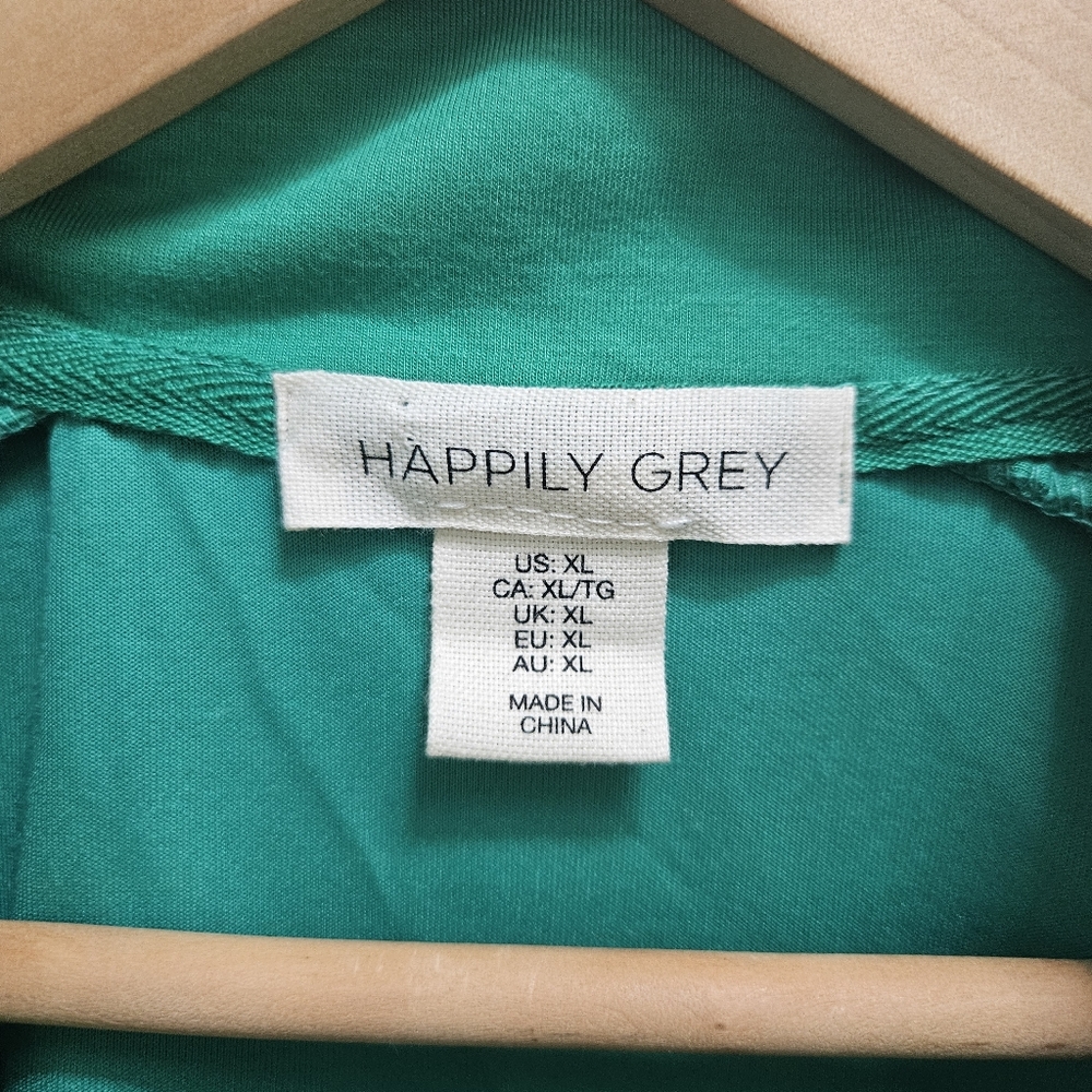 NWT Happily Grey 1/4 Zip Pullover Top Athleisure Comfy Set Green Size XL - Picture 11 of 12